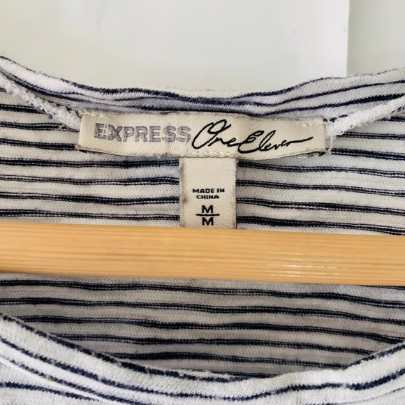 Embroidered Saying Horizontal Stripe Soft Crew Tee - Picture 3 of 8